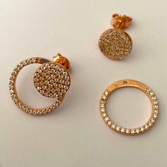 Other - Rose gold plated 925 silver cz post earrings